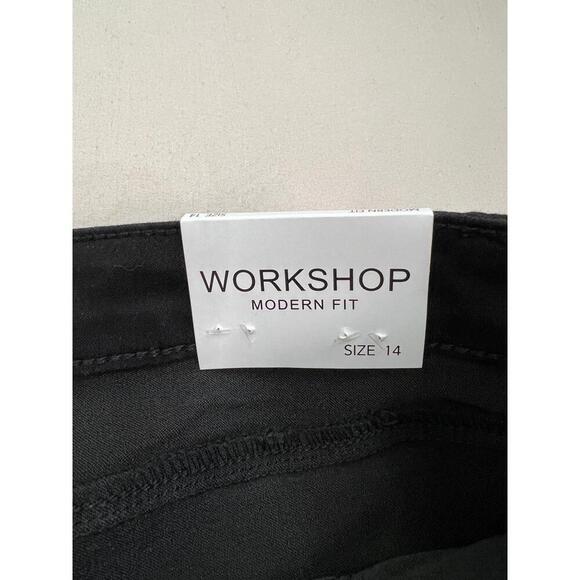 WORKSHOP Republic Jean Shorts Size 14 Black Modern Fit Cuffed Hem Casual Stretch - Picture 8 of 9